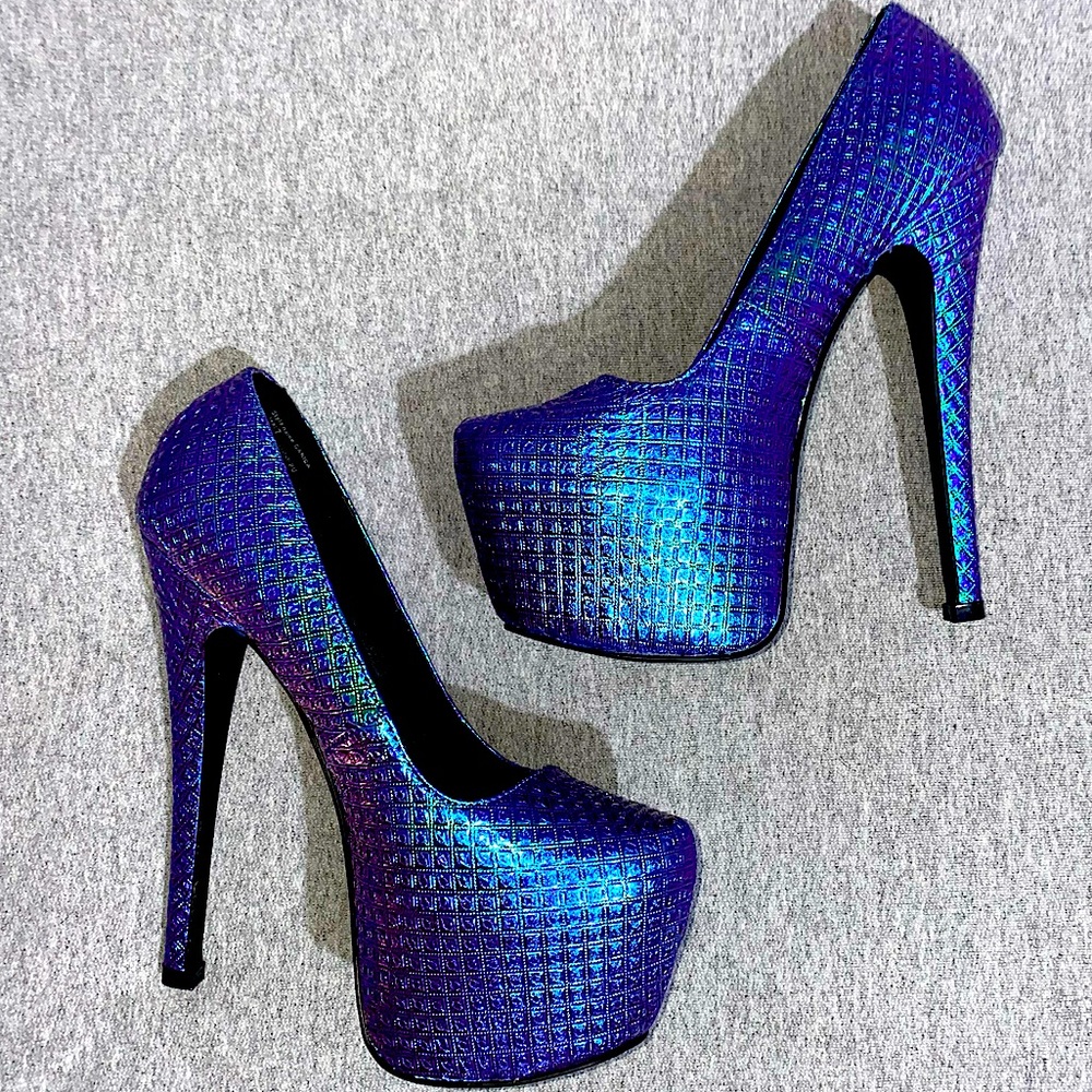 Steve Madden Purple and Green Platform Heels